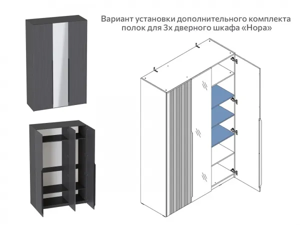 Комплект полок для 1 дв и 3 дв шкафа "Нора"