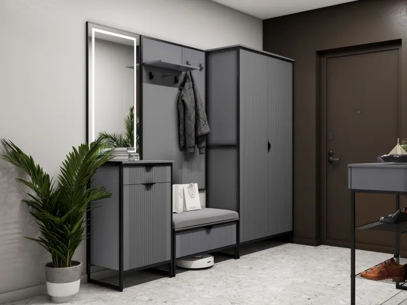 Тумба 1 дв и 1 ящ "Нора" прихожая Графит