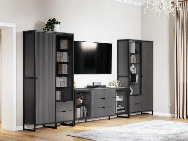 Шкаф 2 дв 2 ящ "Нора" гостиная Графит